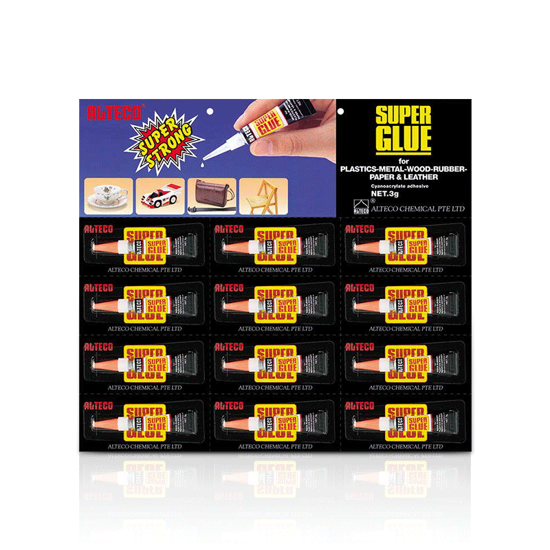 ORIGINAL ALTECO JAPAN Super Glue  For wood Rubber Plastic Metal Paper Leather Glue 1x3gx12 Pcs. 