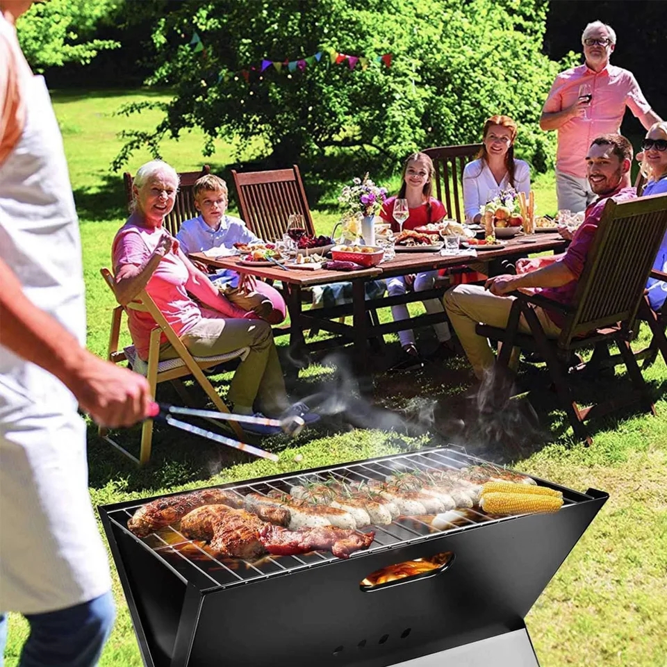Bbq Machine Bbq Collection Portable Charcoal Grill  Charcoal Grill, Folding X Type Portable Lightweight Barbecue Grill Tools, For Outdoor Grilling Cooking Camping Hiking Picnics (Grill) Big Bbq Grill Large Size  - Black Bbq ග්‍රිල් විශාල ප්‍රමාණය - කළු. 