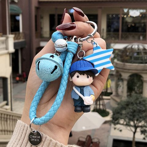 Creative Couple Keychain Pendant a Pair of Korean Cute Cartoon Key Chain Women's Car Key Chain Circle Backpack Pendant. 