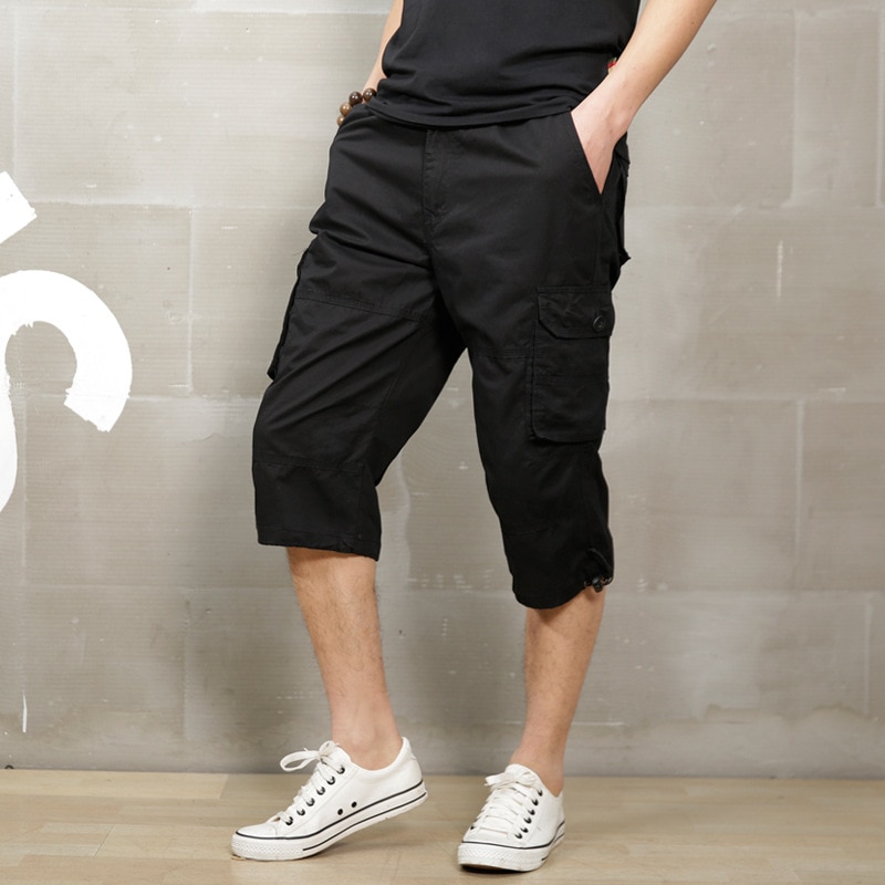Summer Cargo Shorts Men Calf-length 