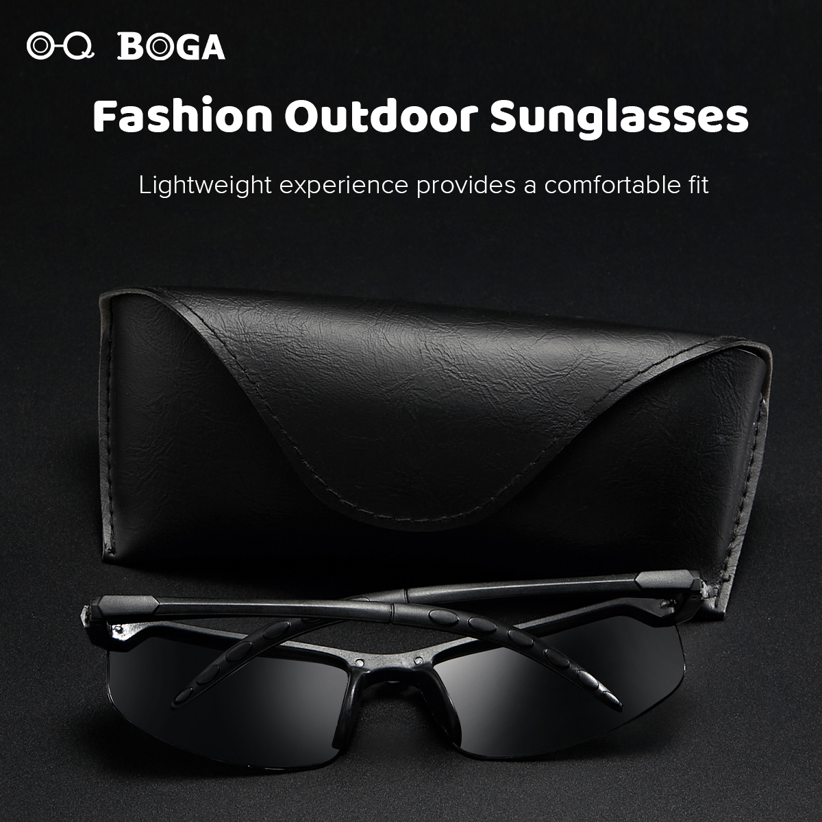 OQ BOGA 1 Piece Unisex Outdoor Anti-UV Black Oval Frame Sunglasses Men Women Eye Protection Half Rim Sun Glasses UV400. 