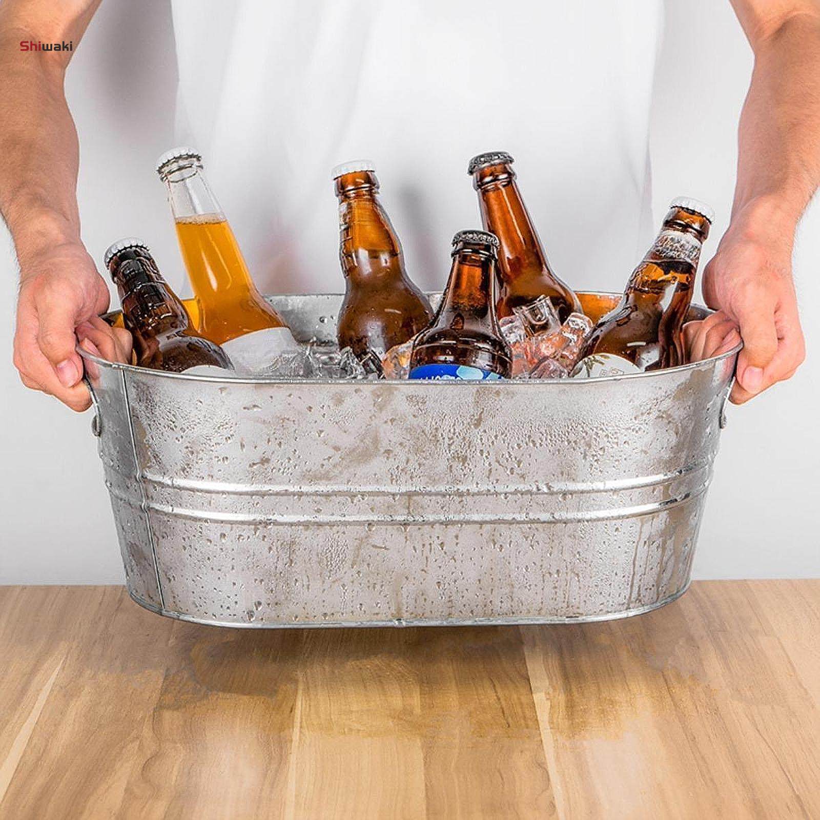 Galvanized Oval Beverage Tub Ice Holder for Parties Tin Ice Bucket Beer Bucket for Cocktails Drinks. 