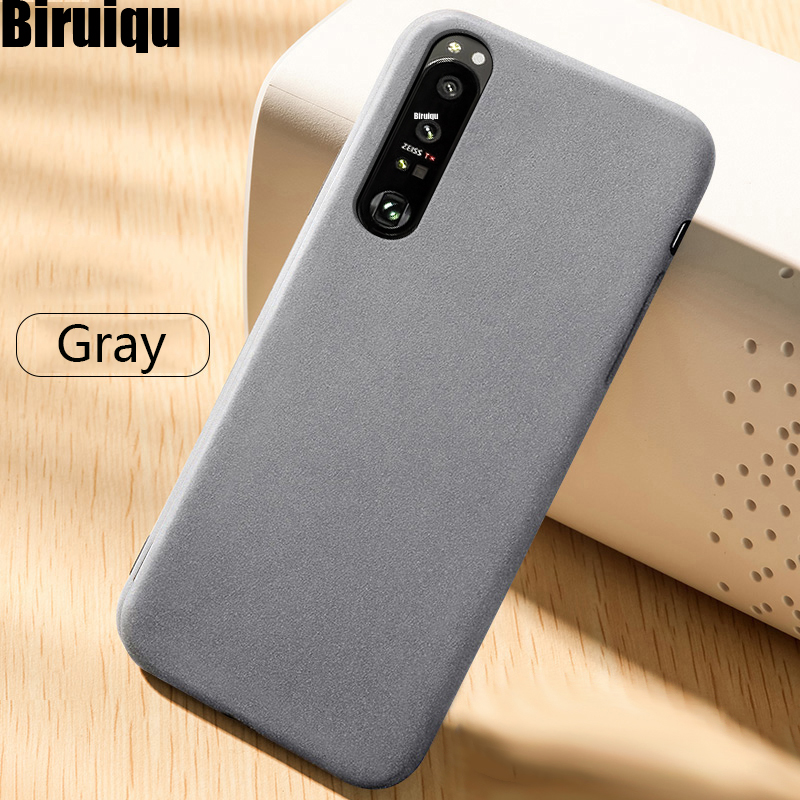 Biruiqu For Sony Xperia 1 II Shockproof Anti Slip Soft TPU Sandstone Matte Back Case Cover. 