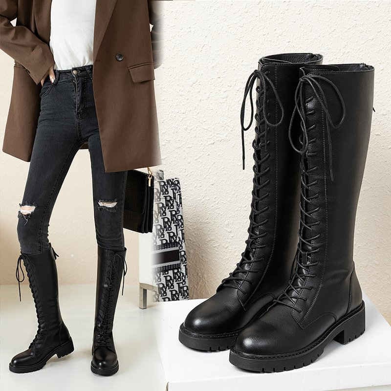 thick soled knee high boots