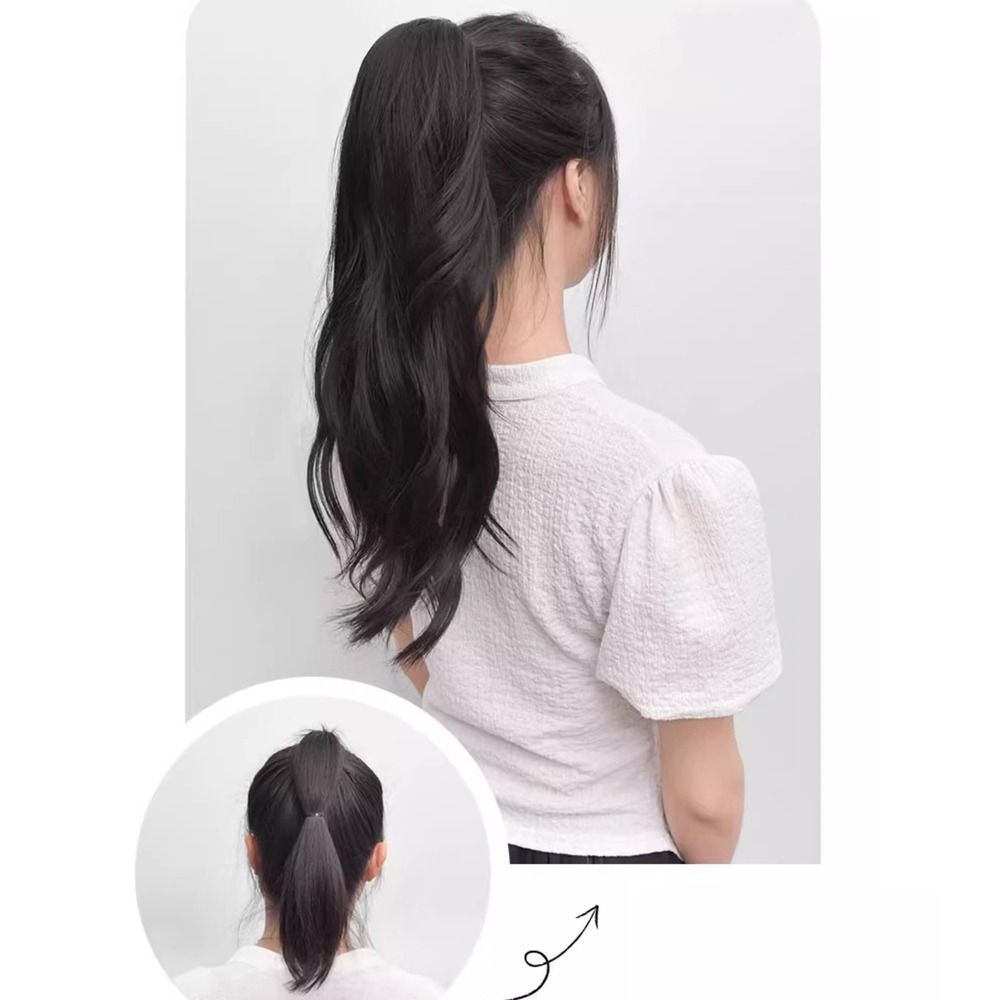 Heat Resistant Ponytail Hairpiece - 50cm Length, Brown/Black Colors. 