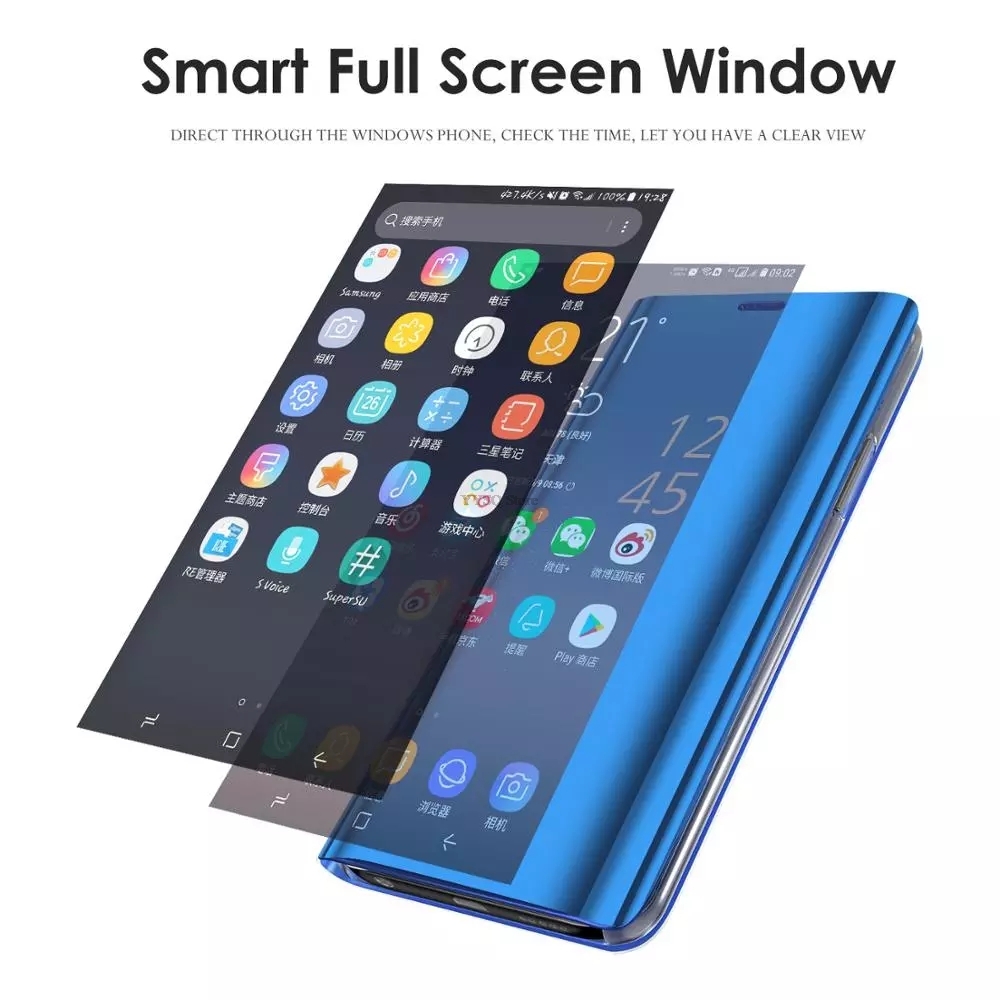 Mirror Smart Flip Case For Samsung Galaxy A80 Cases Etui Leather Phone Cover For Samsung A80 A 80 A8 0 SM-A805F Magnetic Case. 