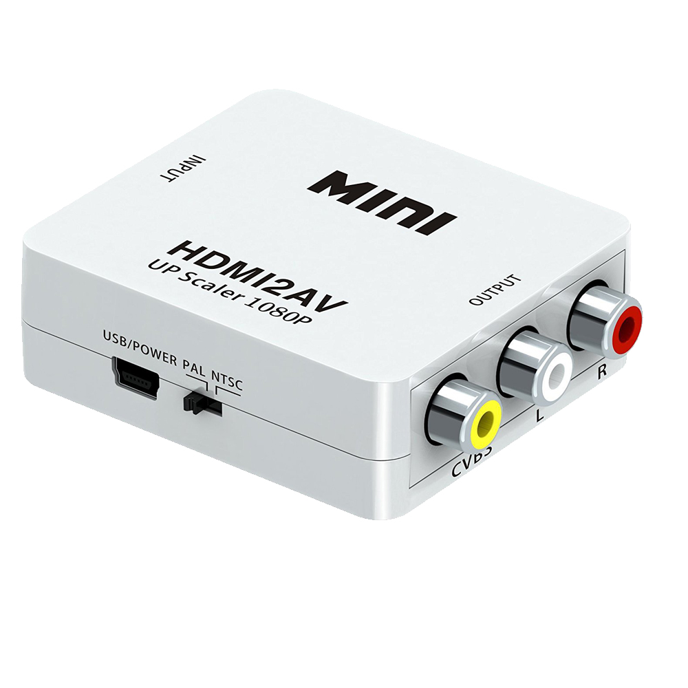 HDMI to AV Adapter HD Video Converter Box HDMI to RCA AV/CVSB L/R Video 1080P HDMI2AV Support NTSC PAL. 