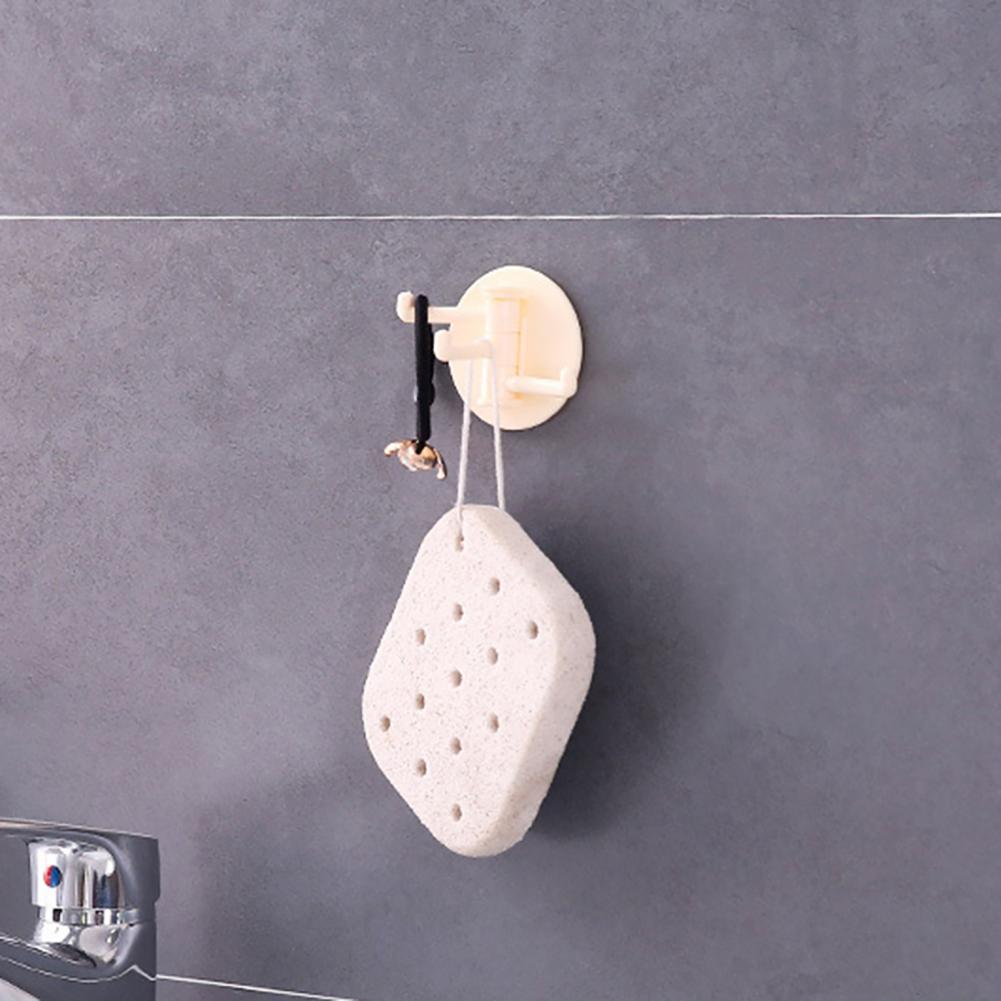 [Universal Kitchen Bathroom Plastic Hooks Hangers ][3-Split Rotating Wall Mounted Hooks ][ Towel Key Hat Home Storage Holder]. 