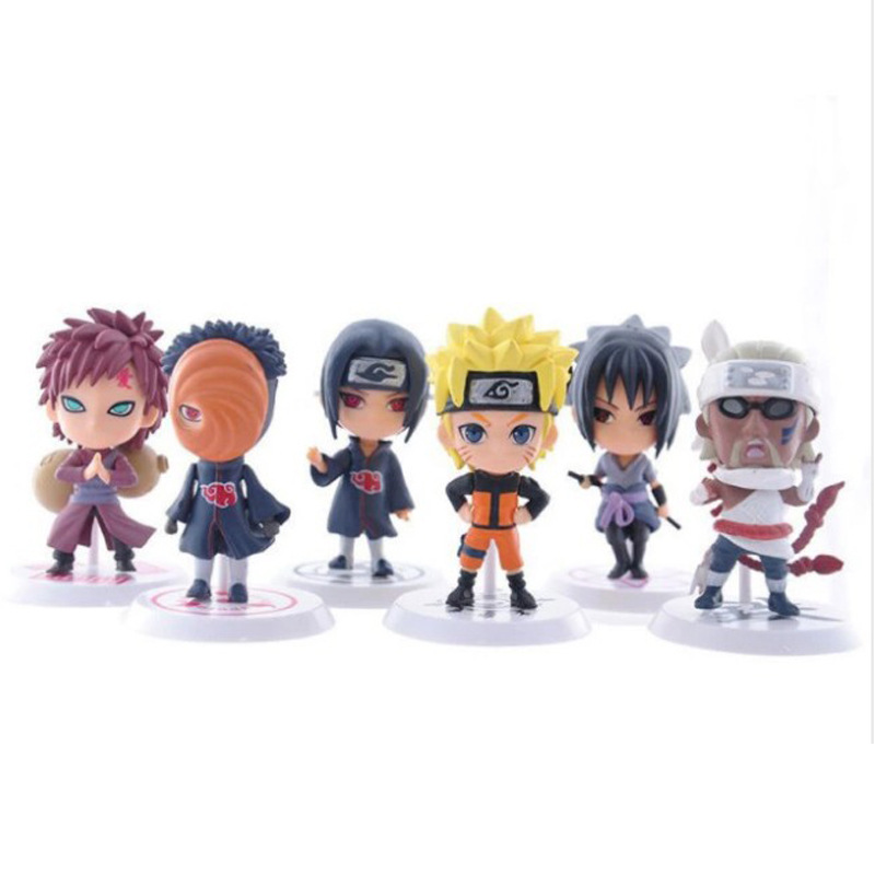 naruto 11 Naruto Q versions, 6 full sets of doll ornaments, Akatsuki organization Naruto, Sasuke, Hinata, Sakura model toys Action Figures. 