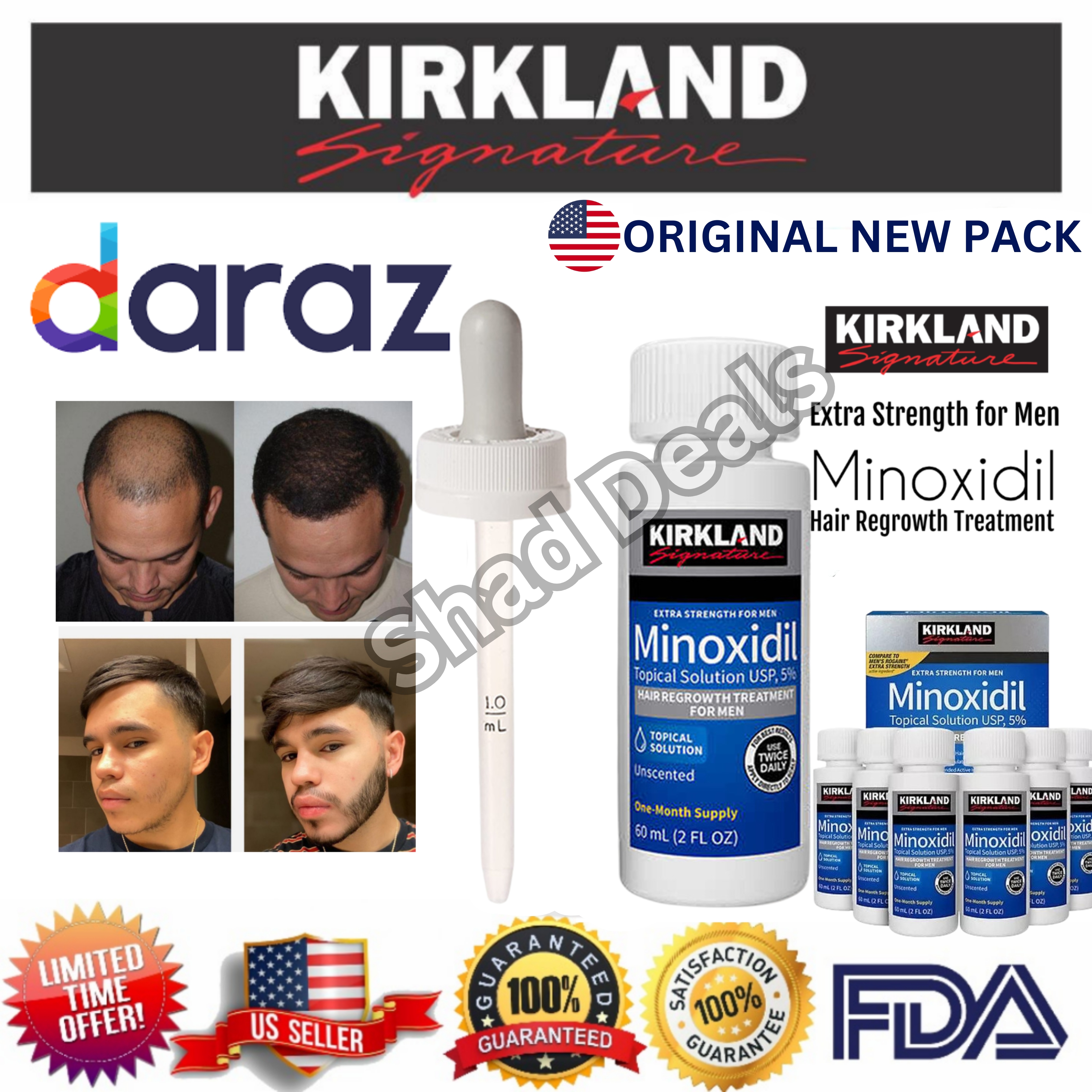 KIRKLAND MINOXIDIL 5% USA HAIR & BEARD REGROWTH TREATMENT