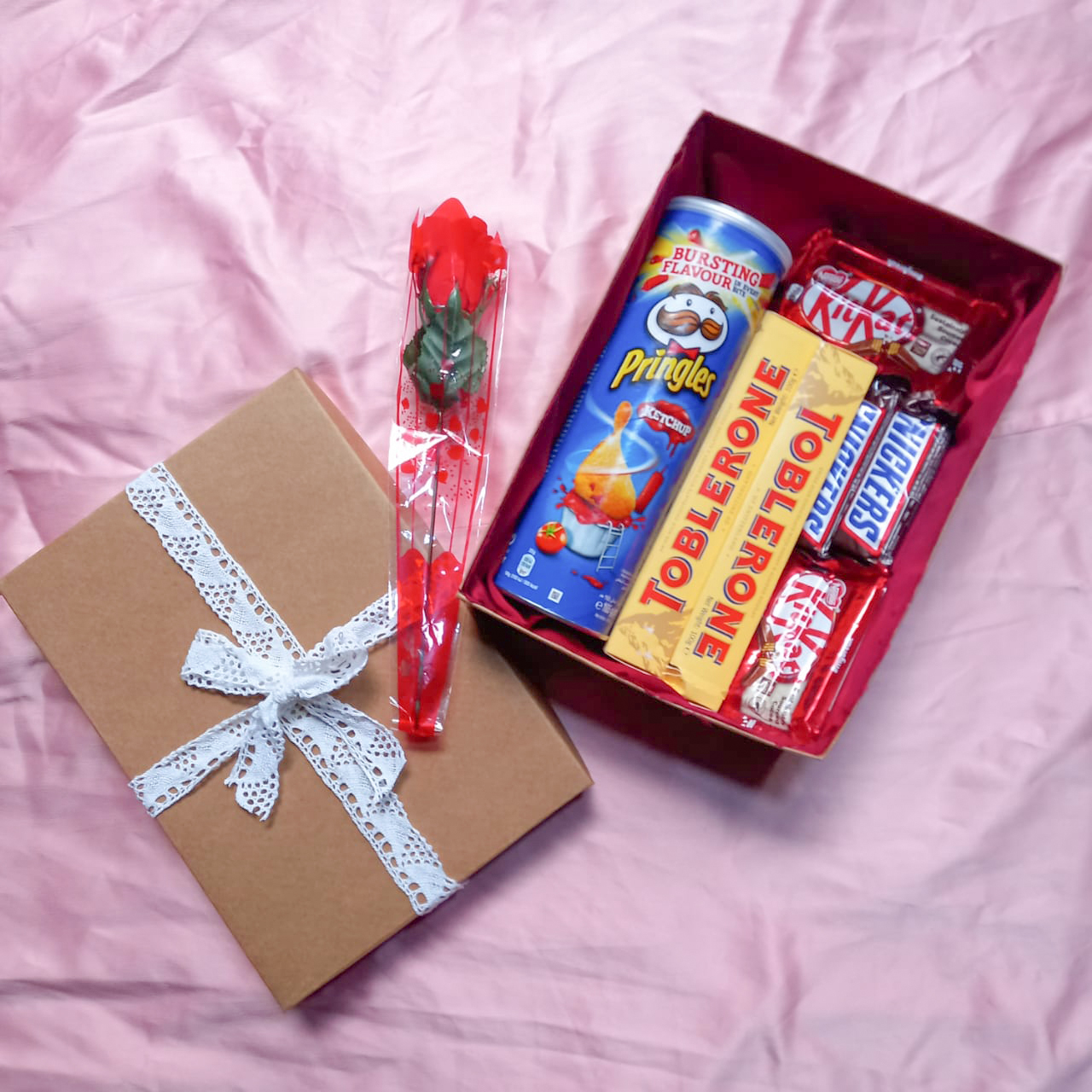 Chocolate Gift Box with Pringles Serrt gift box love gift anniversary gift birthday gift. 