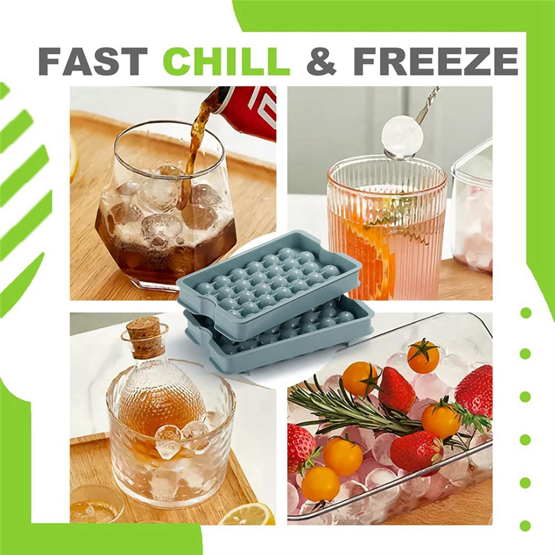 Mini Ice Cube Tray with Bin & Scoop Ice Tray for Mini Fridge Freezer Crushed Ice Tray for Chilling Drinks Coffee Juice. 