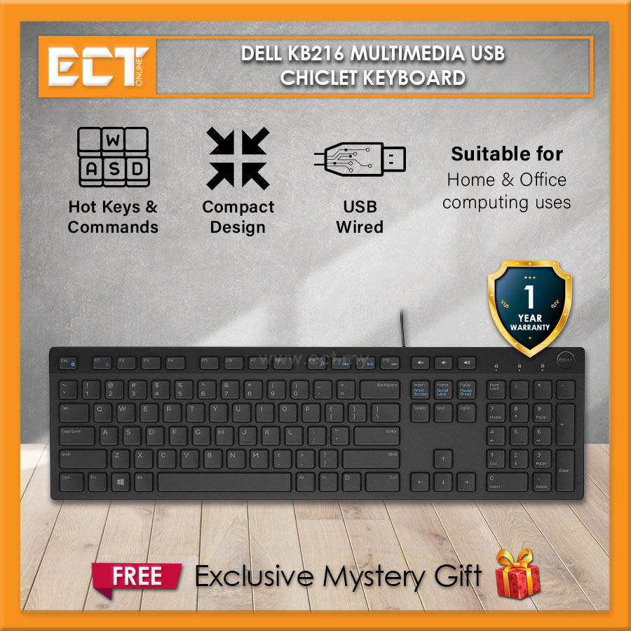 Dell KB216 Multimedia USB Chiclet Keyboard (Black / White). 