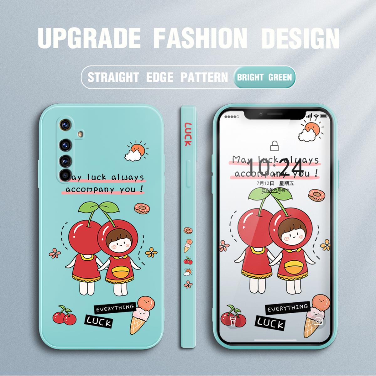 FHKL for Realme X50 Pro 5G Back Cover Cherry Girl Side design Soft Case Multicolor Liquid Silicone Phone Cases