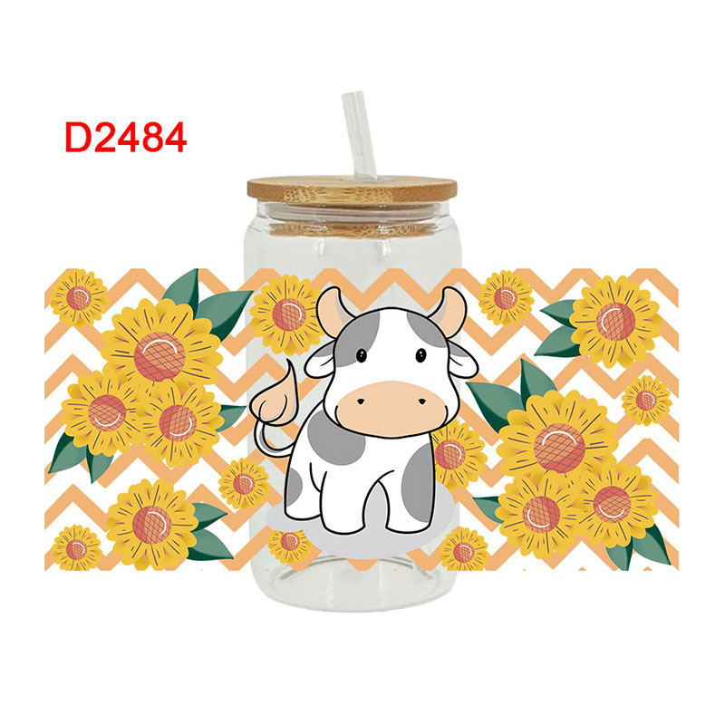 3D UV DTF Transfers Stickers 16oz Cup Wraps Cow Dog Cat Animal Printed For DIY Glass Ceramic Metal Leather Etc. D2266. 