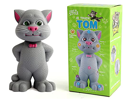 Talking Tom Cat Battery Operated Toy with AI Touch Sensitive and Recording - 22cm. 