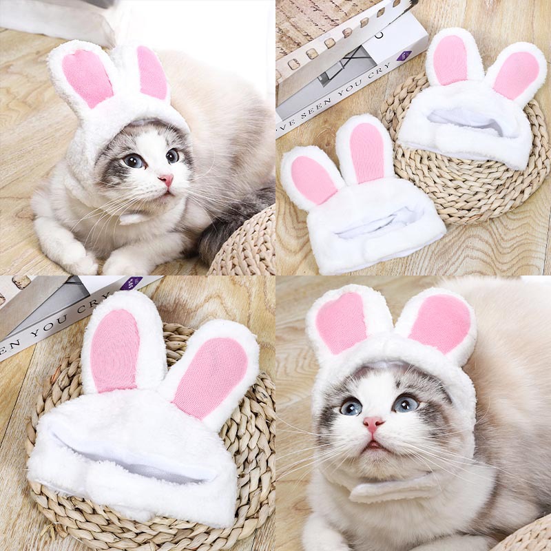 1pc Pet Rabbit Ears Hat Cat Bunny Ears Hat Adjustable Headwear for Small Dogs, Cats