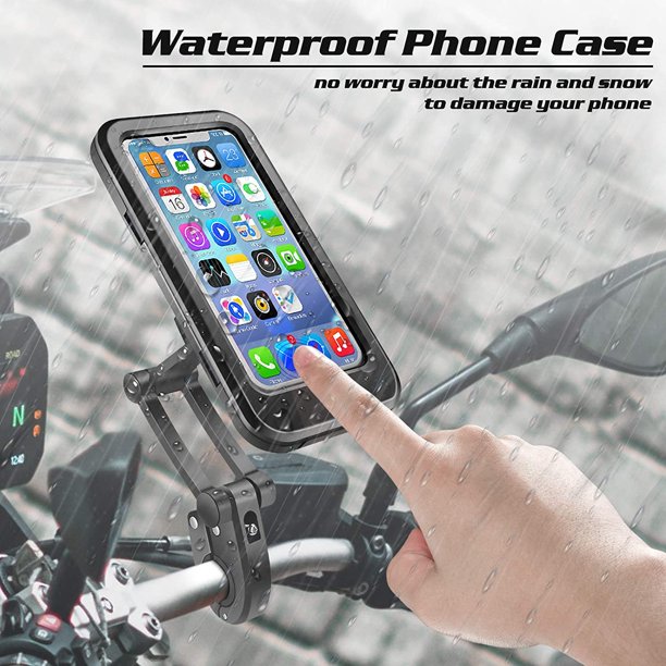 Waterproof Bike Phone Mount Cell Phone Holder for Motorcycle - Bike Handlebars, 360° Adjustable Universal Motorcycle Phone Mount Bike Phone Holder with TPU Touch-Scree. 