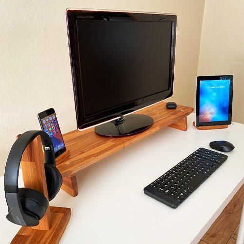 Mr Wood Dual Monitor Stand / Desk Storage Organizer /Holding Weight Up to 50kg/ Laptop Stand / Printer Stand / TV Stand. 