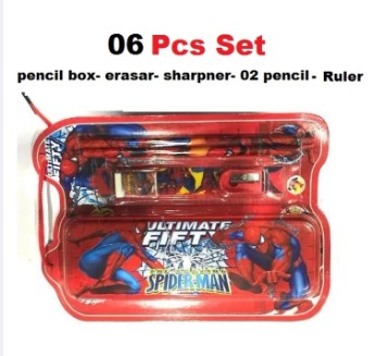 Spider man stationery Box Set pencil box eraser sharpener Ruler | Daraz.lk