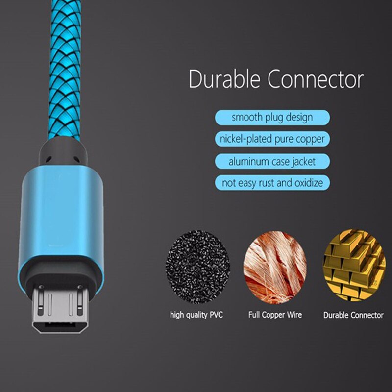 QC 3.0 Fast Charger Micro USB Charge Cable For Samsung Galaxy A10 A01 M01 J2 Core J7 J5 J3 A5 A7 2016 S6 S7 J4 A6 A7 2018 Phone. 