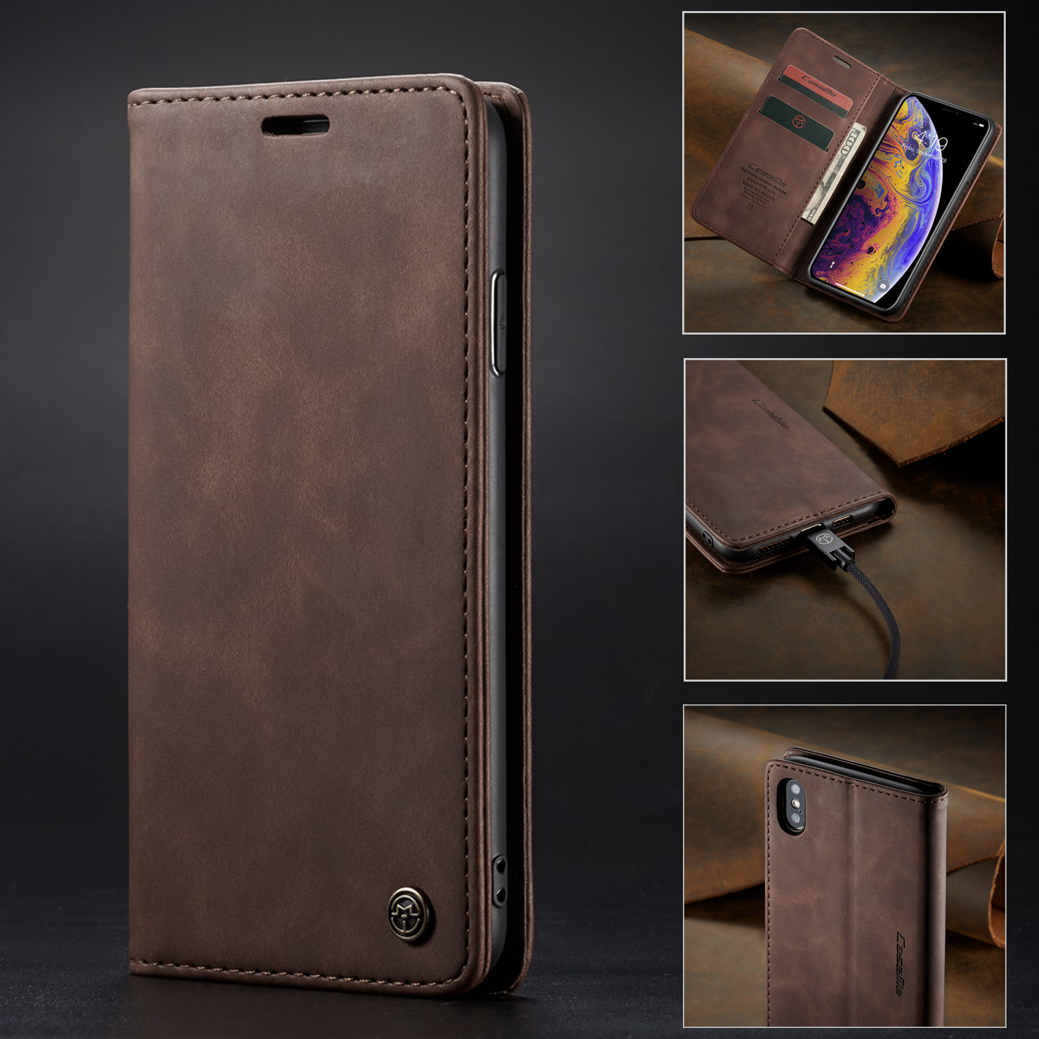 High Quality Retro Magnetic Flip Leather Case For Apple iPhone XS Max Phone Case Wallet Card Cover. 