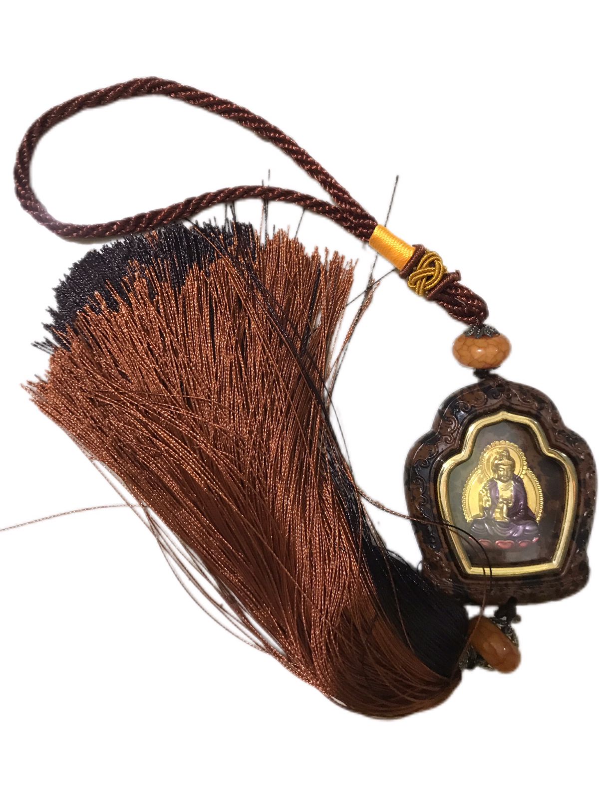 Car Hanging Decoration Buddha Car Pendant, Peach Wood Car Hanging Accessories Exquisite Carving Guanyin Car Charm Gift Car Mirror Hanging Accessories Car Pendant Lucky for Car(Made By Thailand ). 