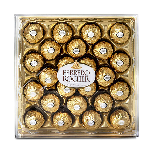 Ferrero Rocher Premium Chocolates 24 Pieces Gold Wrapping Chocolate balls 300 g". 
