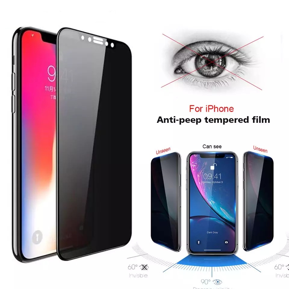 3D Privacy Screen Protector for Iphone 6 7/8 X/11pro 7/8Plus Anti Spy Tempered Glass Protection Protective Film. 