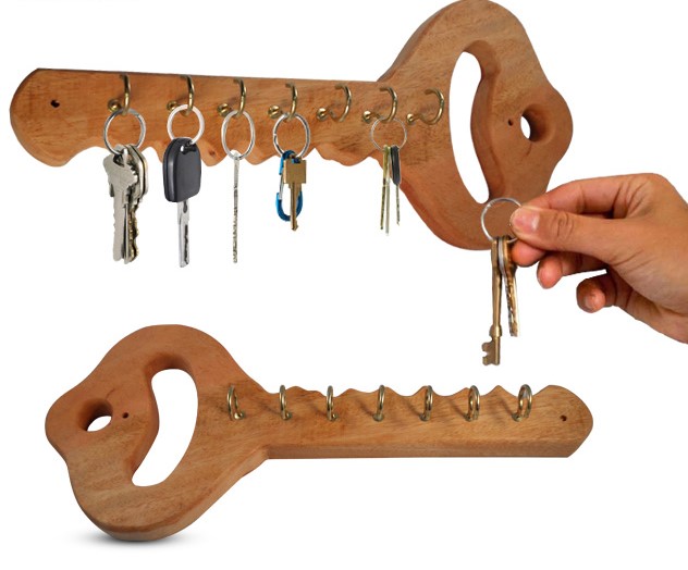 Wooden key shaped online key holder