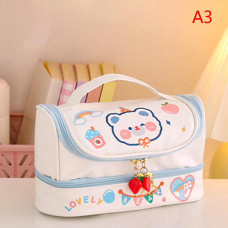 1PC Kawaii Pencil Bag Pen Cases 2 Layer High Capacity Pencils Pouch