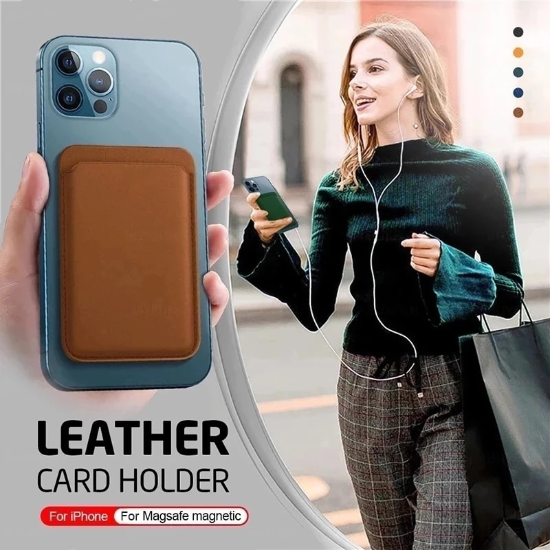 【ThinkWay】For Magsafe Magnetic Leather Wallet Card Bag For iPhone 13 12 11 Pro XS Max Mini XR X 7 8 Plus SE Magnetic Adsorption Back Case. 