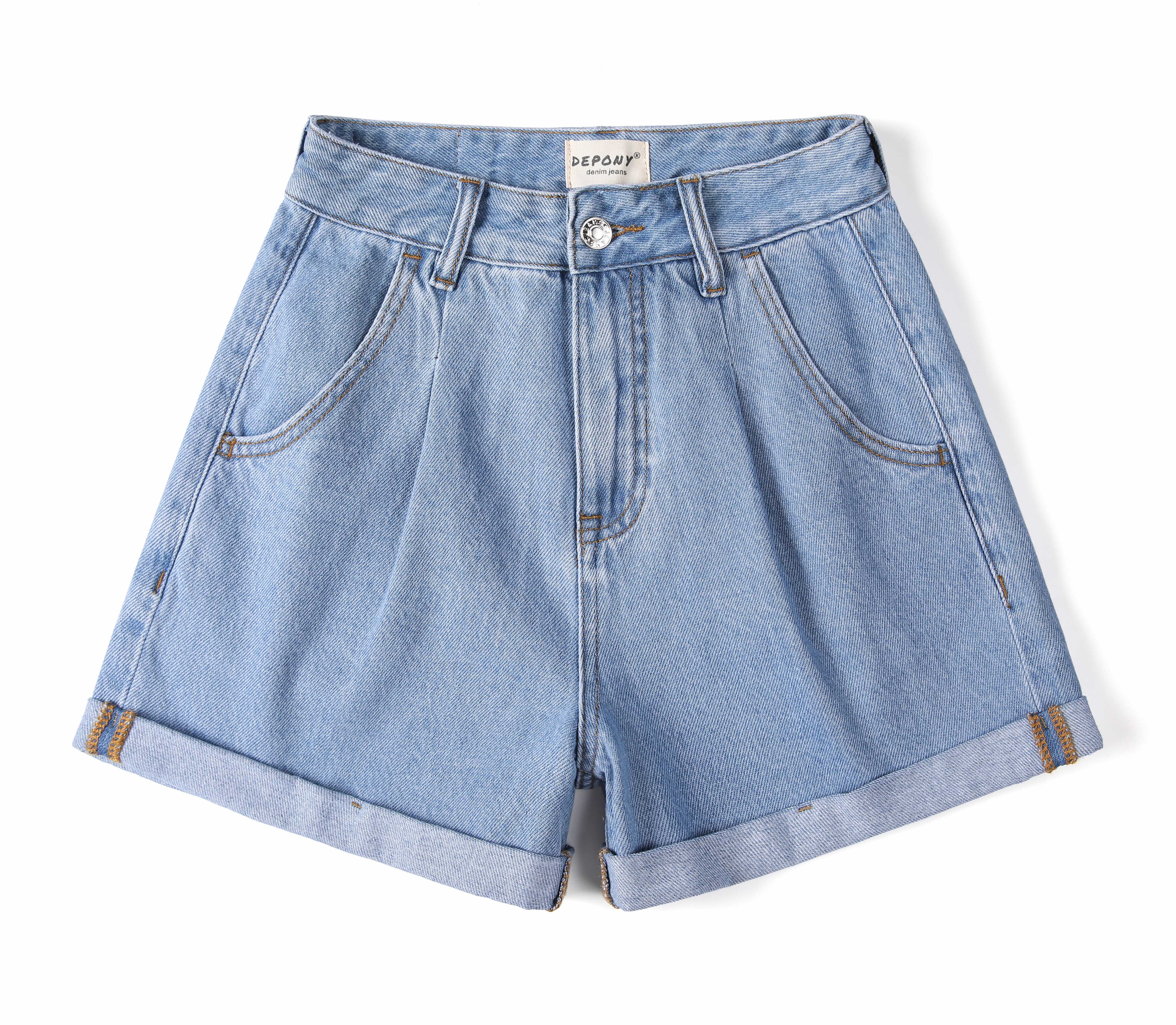 fashion denim shorts women high waist 