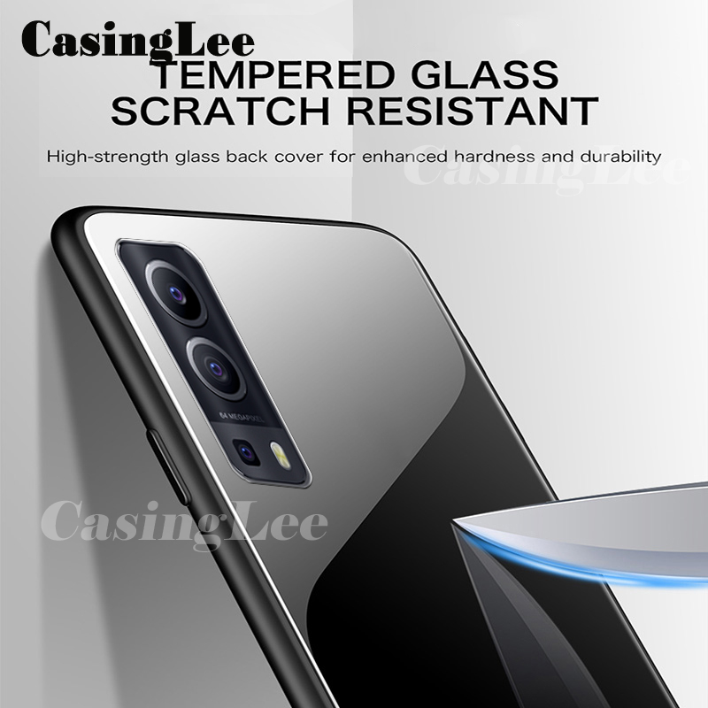 Casinglee For VIVO Y72 5G case Glass silicon Full Protection Tempered Glass Back cover for VIVO Y72 5G Phone cases For girls and Boys. 