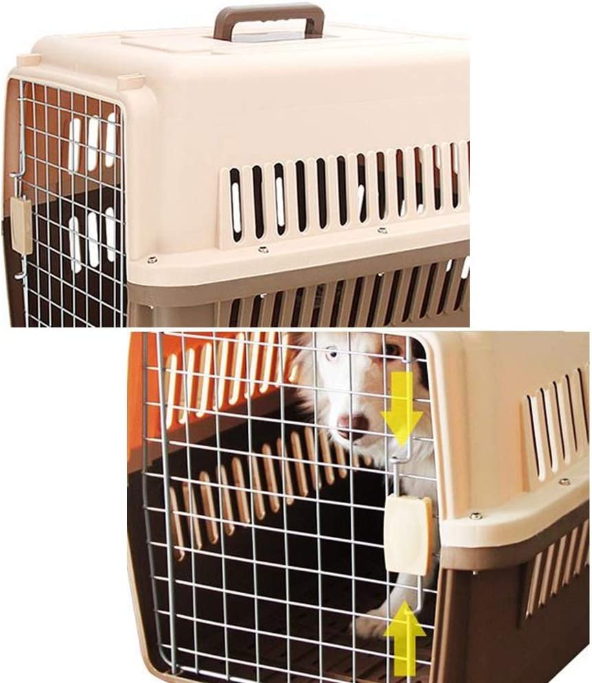 Small Pet IATA Approved Airline Travel Carrier Crate Pets Dog Cat Air Flight Box Checked Vet Visit Kennel Portable Foldable Breathable High Quality ABS PP Plastic Material Car Case Dogs Cats Medium Chrome Door Food Water Cup. 