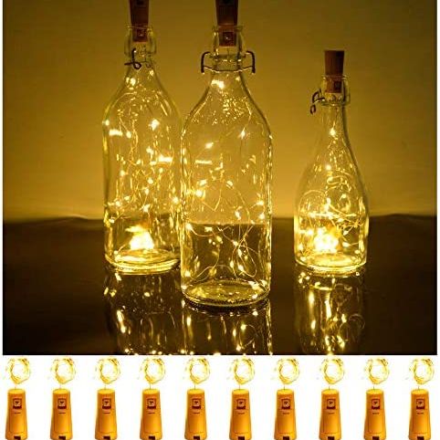 Bottle Lights with Cork,2M 20 LED Copper Wire Battery Operated Wine Bottle Fairy Light for Gift DIY LED String Lights for Indoor Bedrooms Birthday Wedding Halloween Christmas Decoration. 