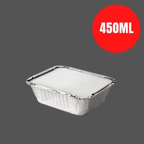 Aluminium Silver Foil Container, Food Container, Food Box, Lunch Box of 450ml, Food Storage Disposable Containers with Lid for Kitchen (Pack of 10Pcs).