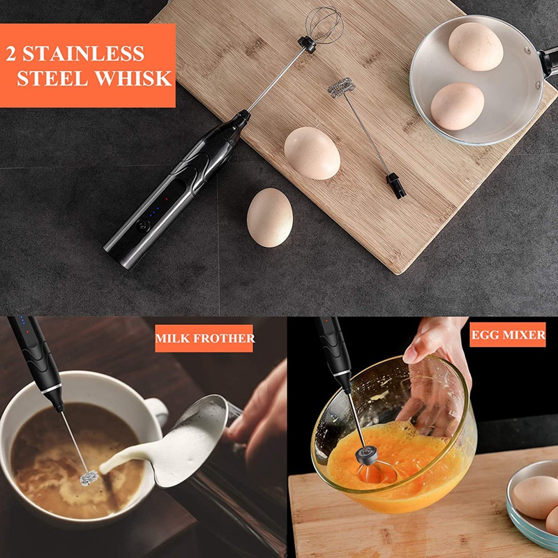Whisk Milk Frother Handheld, Usb Rechargeable Electric Foam Maker For