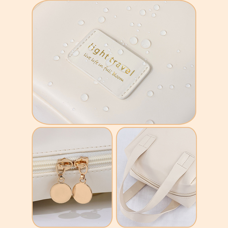 Pu Makeup Bag With Handle, Multi-functional Makeup Bag, Waterproof Portable Multi-layer PU Toiletries Cosmetics Storage Bag. 