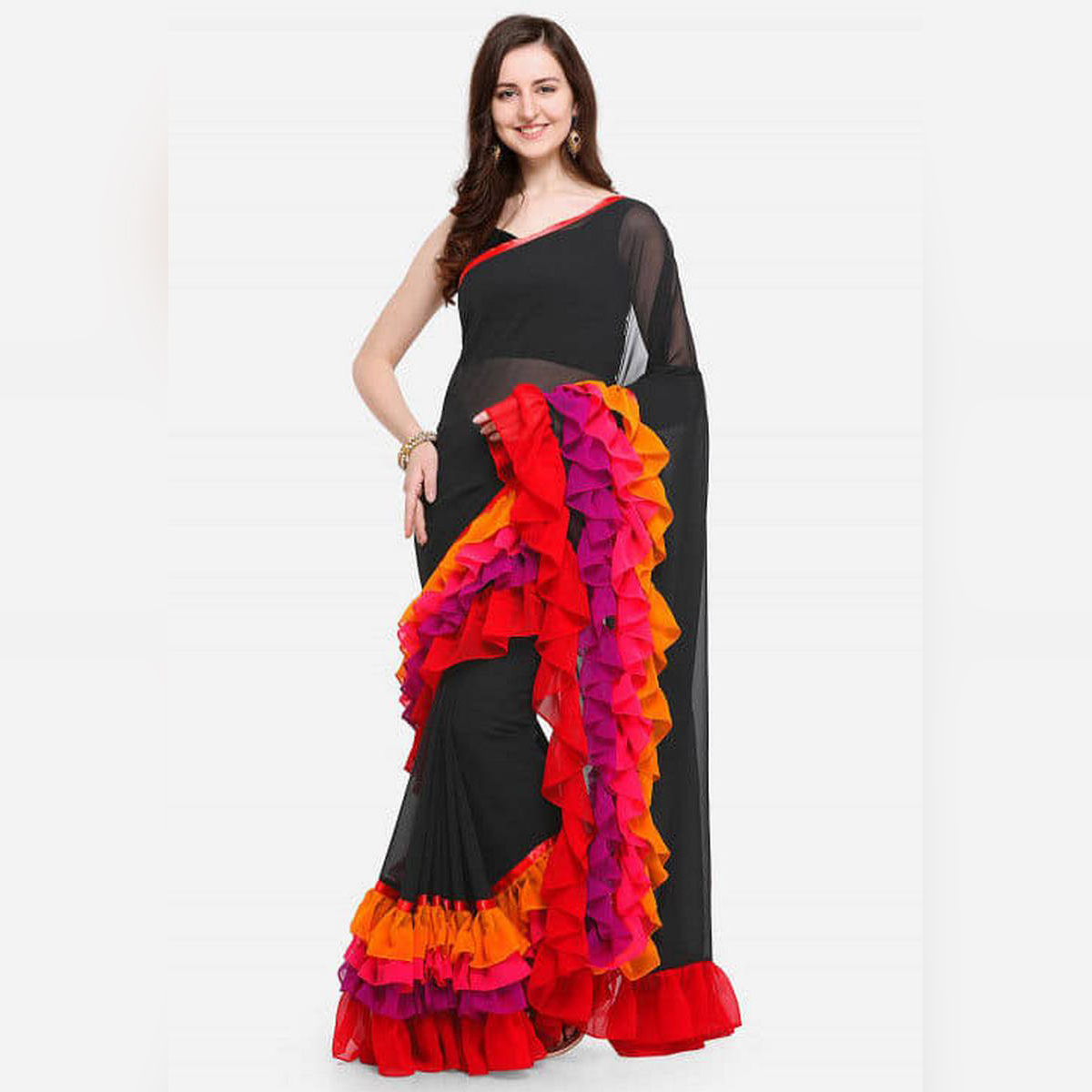 Ruffle saree