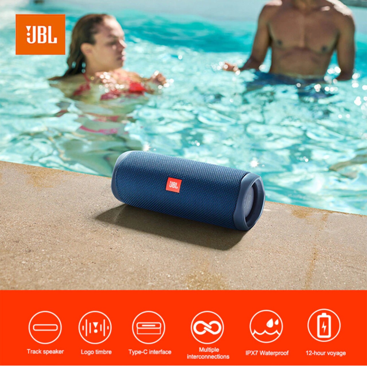 Premium JBL Flip 5 Bluetooth Speaker Loud 360° HD Surround Sound Bass IPX7 Water Proof 15H Play Time Battery Portable Speaker. 