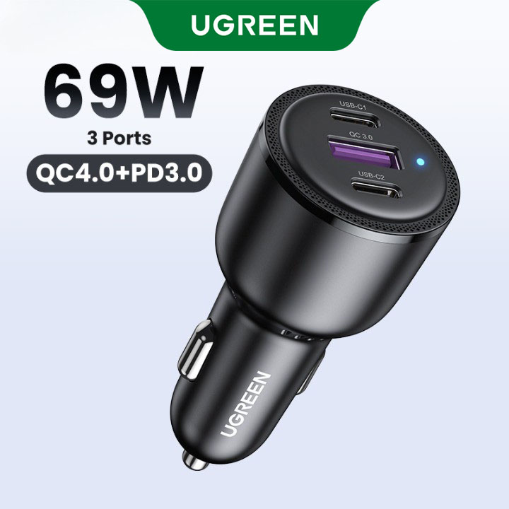 UGREEN PD 69W Super Car Charger Type C USB A for iPhone 15 pro max 14 Pro max Huawei SAMSUNG S24 S23 S22 Realme Fast Car Charger