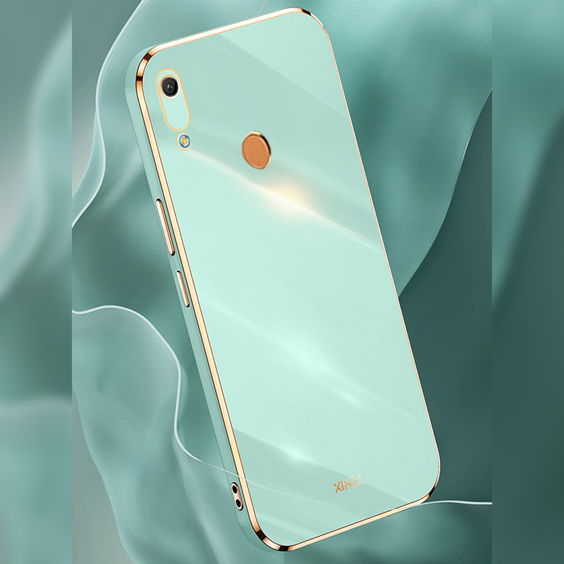 Biruiqu for Huawei Y6s / Huawei Y6 2019 Back Cover Luxury 6D Plating Frame Shiny Bling Phone Pounch Soft Silicone Square Phone Case. 