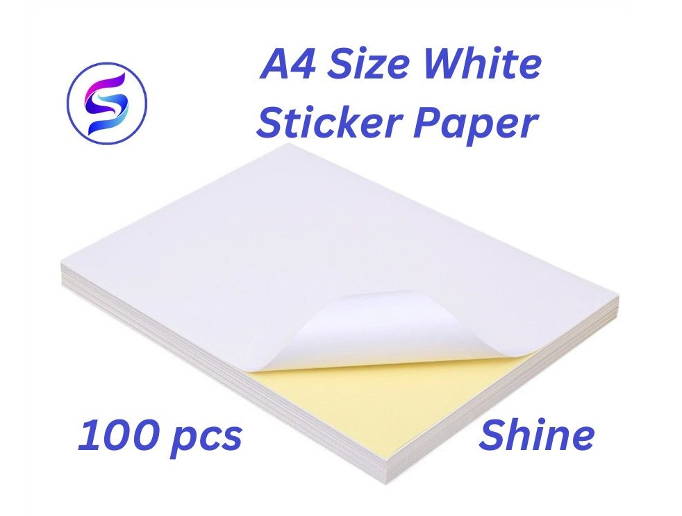 100pcs A4 21.0x29.7cm Shine Printable Self Adhesive Plain White Sticker Paper