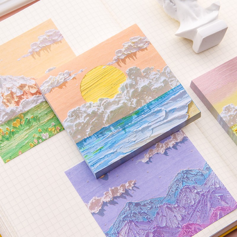 RHS Online 80PCS Oil Painting Landscape Series Memo Pad Sticky Notes Album Diary Journal Decorative DIY Scrapbooking. 