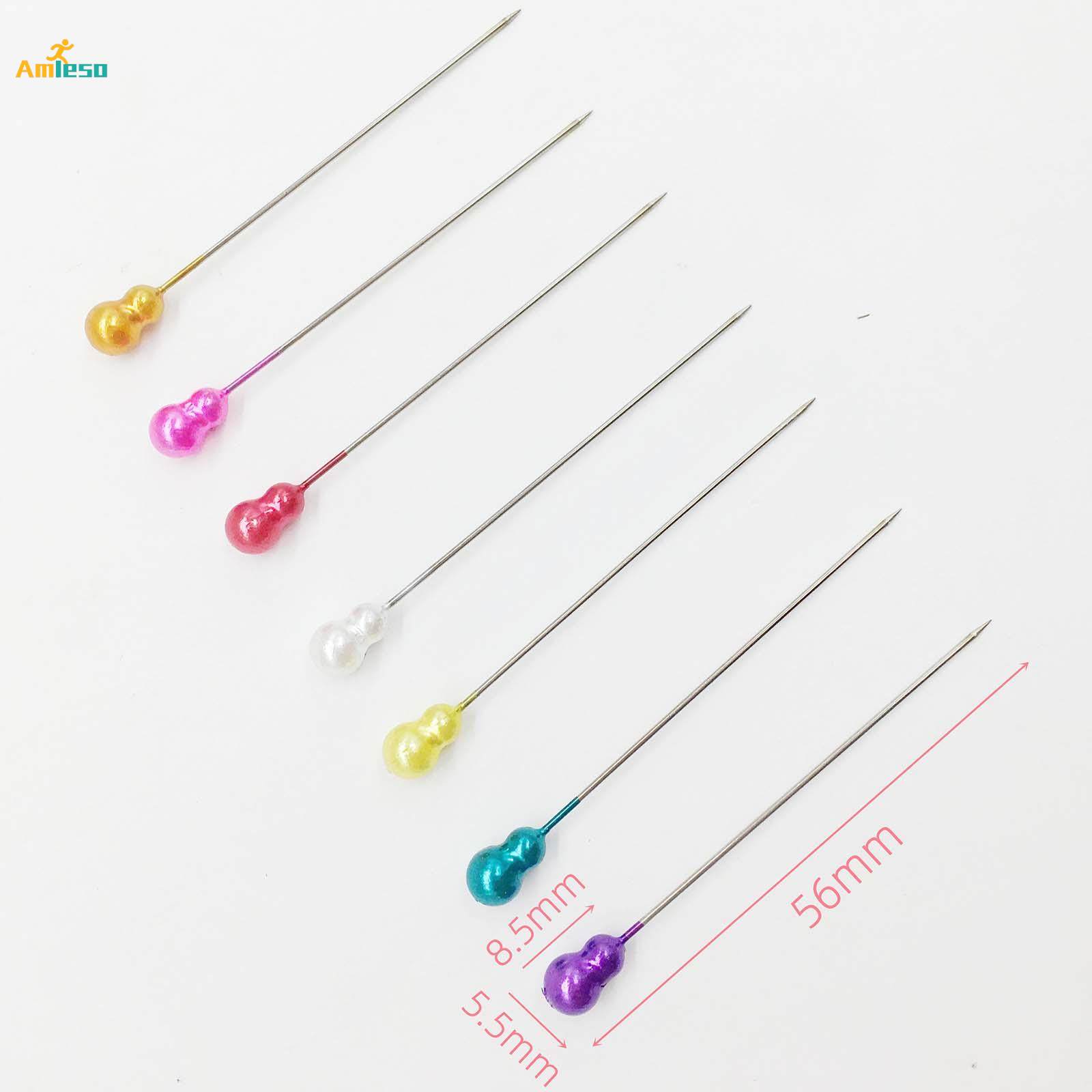 100Pcs Colorful Pearl Head Straight Pins Sewing Pins for Dressmaking Craft. 