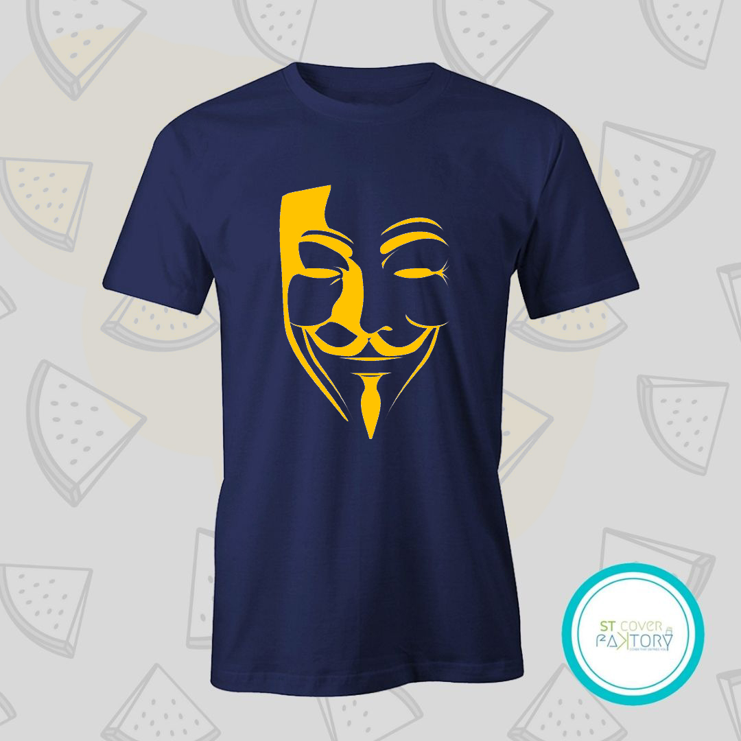 Anonymous blue Tshirt  unisex  tees  designer tees  crew neck  silver white  red  blue  black. 