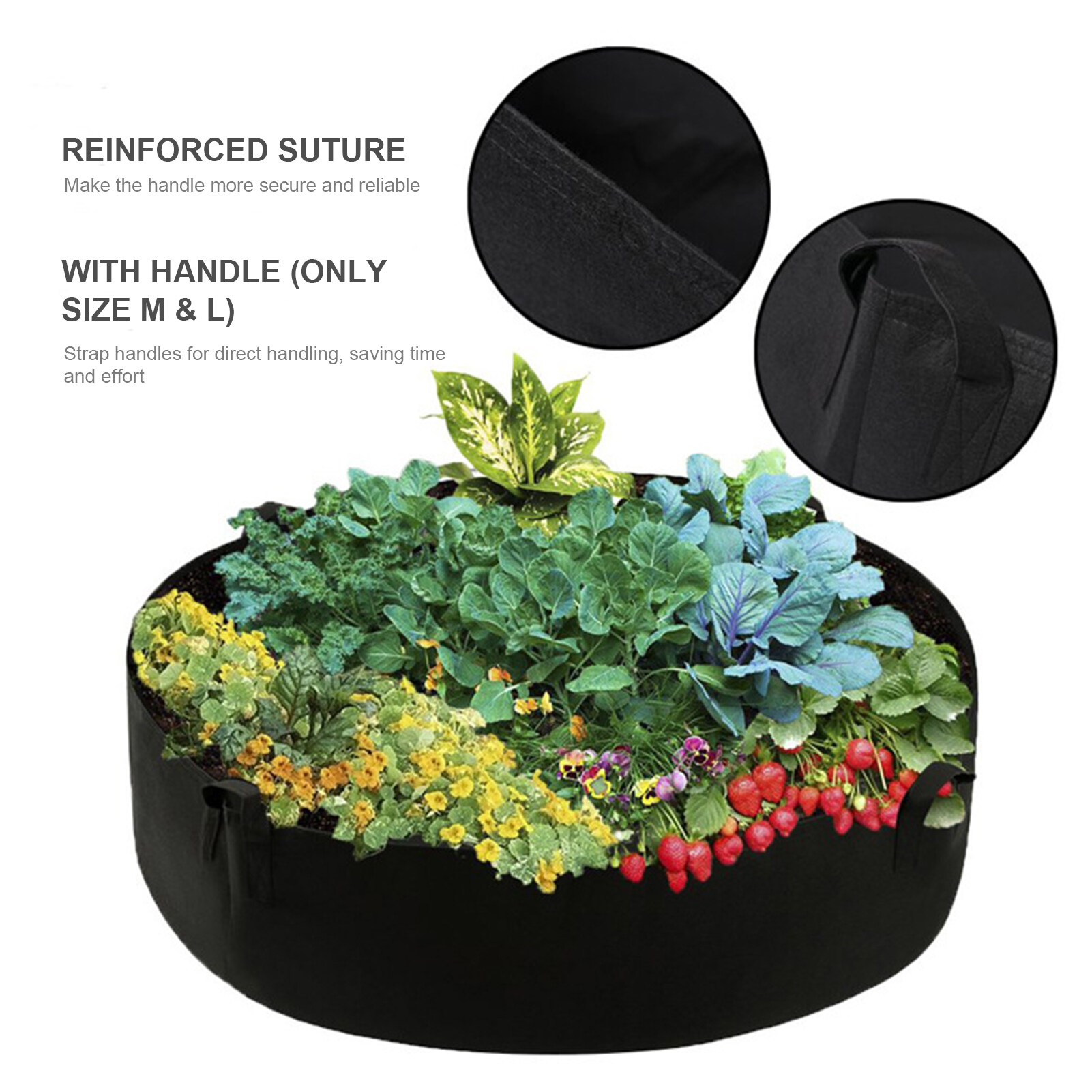 Round Planter Box Garden Grow Bags Planting Beds Pots Breathable For Potato Fruit Herbs Flowers