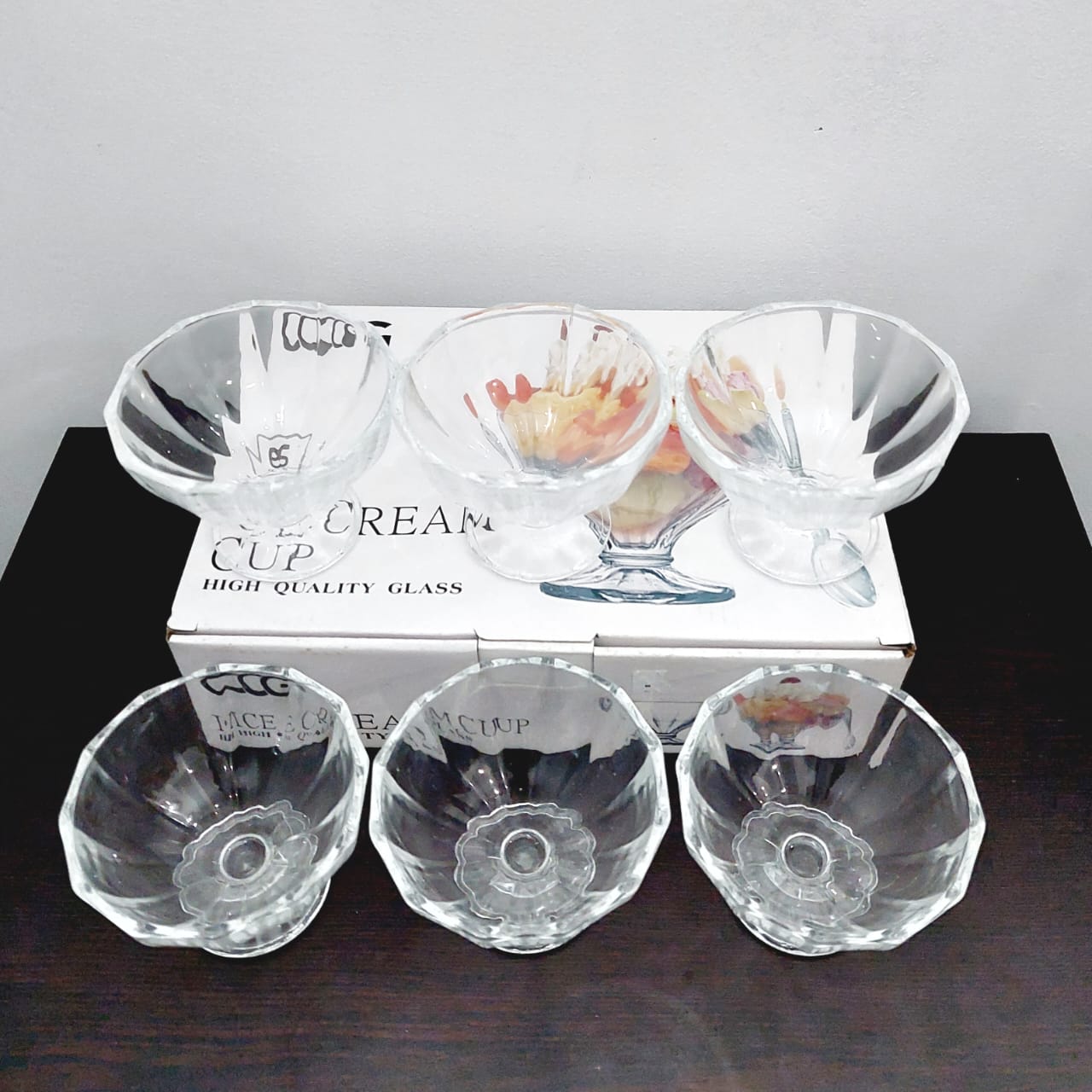 Ice Cream Cup Glass Set 150ml 6Pcs Circleware Pudding Mousse Parfait Fruit Dessert Cup Hotel & Home Glassware. 