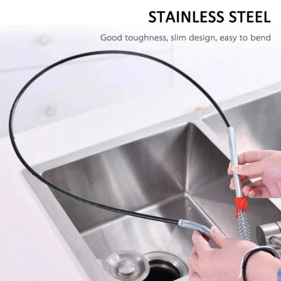 Long Drain Snake Clog Remover Drain Snake, Hair Drain Cleaning Tools, Stainless Steel Hair Catcher Clog Remover Tube Drain Cleaning for Kitchen/Sink/Bathroom Tub/Toilet. 